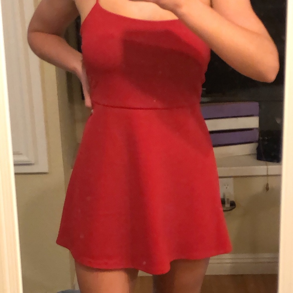 Skater red dress
